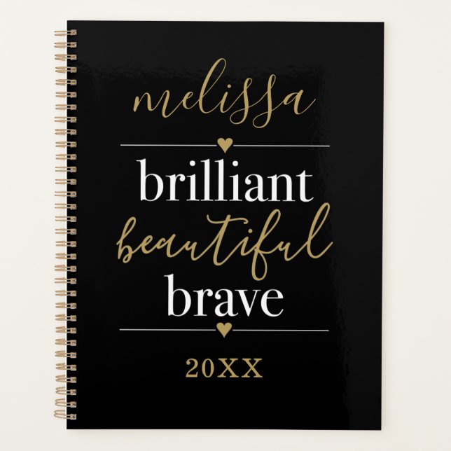Personalised Name Brilliant Beautiful Brave 2023 Planner (Front)