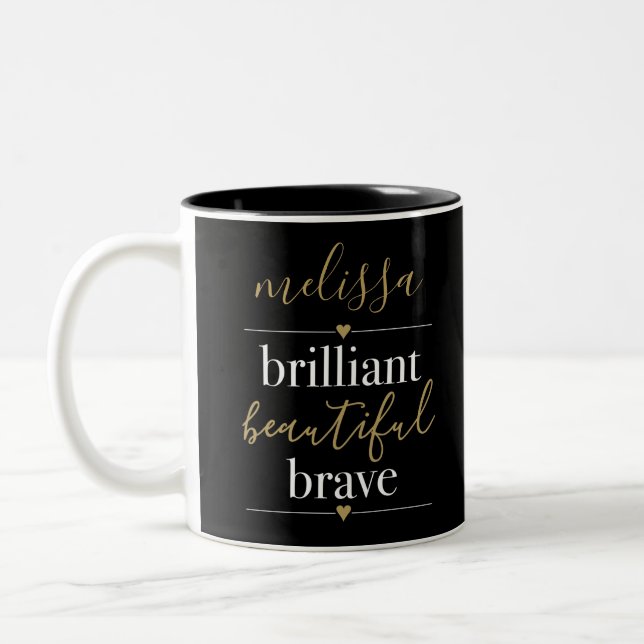 Personalised Name Brilliant Beautiful Brave Two-Tone Coffee Mug (Left)