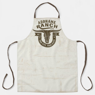Personalised NAME Bull Steer Skull Western Ranch Apron