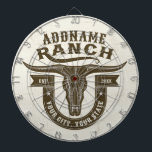 Personalised NAME Bull Steer Skull Western Ranch Dartboard<br><div class="desc">Personalised NAME Cowboy Bull Steer Skull Western Ranch -  Customise with your Name or Custom Text!  *Expanded License PO 8/21/23*</div>