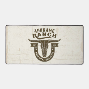 Personalised NAME Bull Steer Skull Western Ranch Desk Mat
