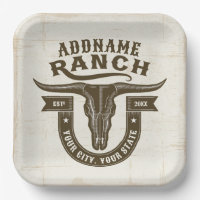 Personalised NAME Bull Steer Skull Western Ranch