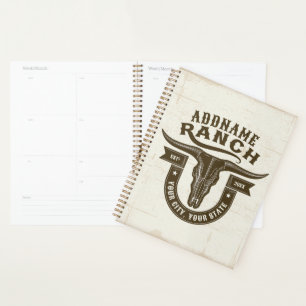 Personalised NAME Bull Steer Skull Western Ranch Planner