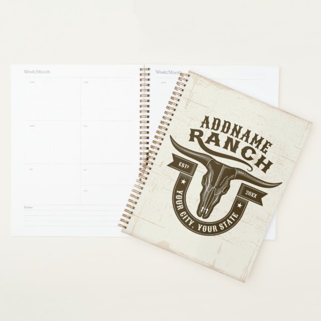 Personalised NAME Bull Steer Skull Western Ranch Planner (Display)