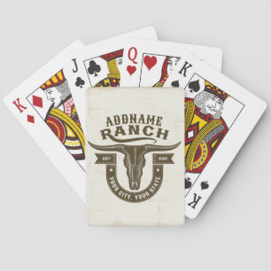 Personalised NAME Bull Steer Skull Western Ranch Playing Cards