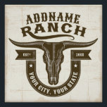 Personalised NAME Bull Steer Skull Western Ranch Poster<br><div class="desc">Personalised NAME Cowboy Bull Steer Skull Western Ranch -  Customise with your Name or Custom Text!  *Expanded License PO 8/21/23*</div>
