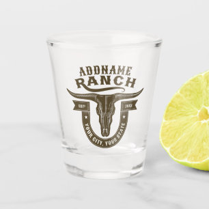 Personalised NAME Bull Steer Skull Western Ranch Shot Glass