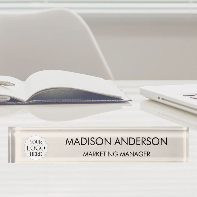Personalised Name Business Logo Modern Template Nameplate (In situ)