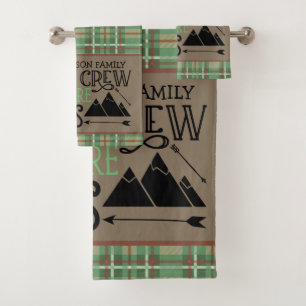 Personalised NAME Cabin Camping Adventure Bath Towel Set