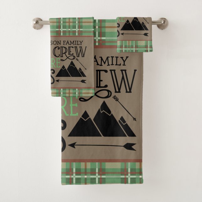 Personalised NAME Cabin Camping Adventure Bath Towel Set (Insitu)