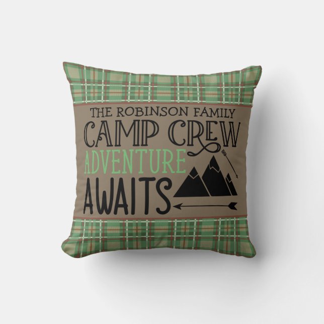 Personalised NAME Cabin Camping Adventure Cushion (Front)
