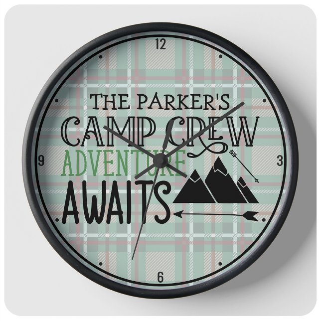 Personalised NAME Cabin Camping Adventure Large Clock (Creator Uploaded)