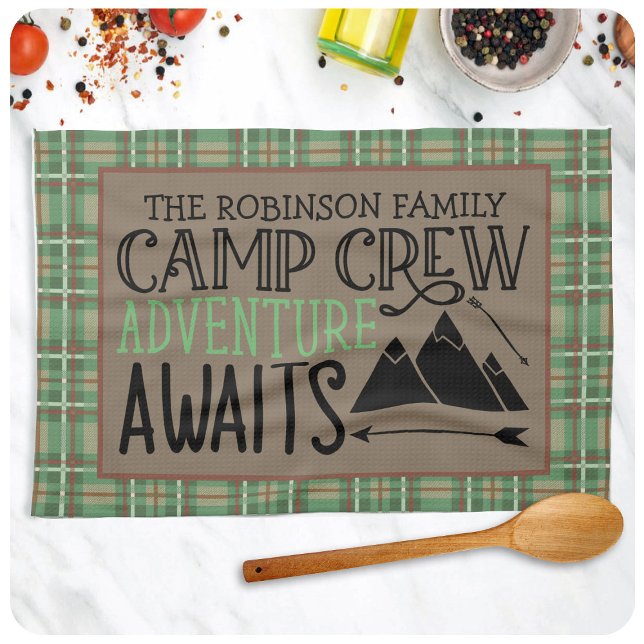 Personalised NAME Cabin Camping Adventure Tea Towel (Creator Uploaded)