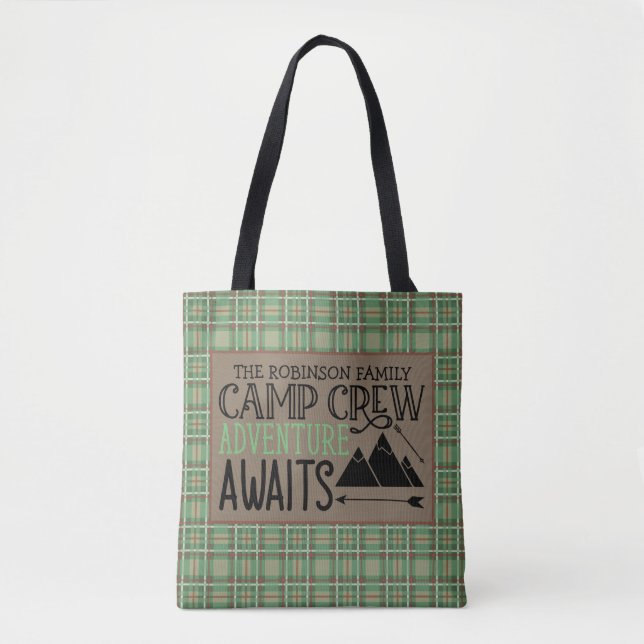 Personalised NAME Cabin Camping Adventure Tote Bag (Front)