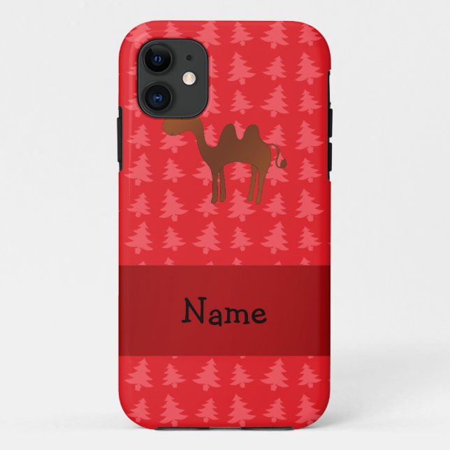 Personalised name camel red christmas trees Case-Mate iPhone case (Back)
