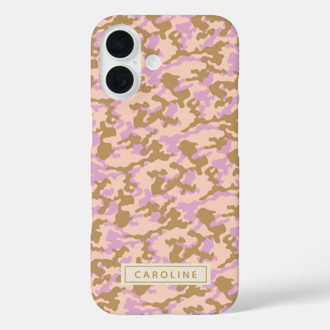 Personalised Name Camouflage Pink Brown Camo Chic Case-Mate iPhone Case (Back)