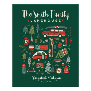 Personalised Name Camping Christmas Poster