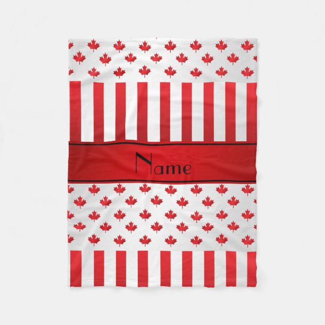 Personalised name Canadian pattern Fleece Blanket (Front)