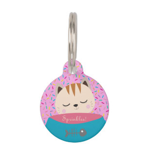 Personalised Name Candy Sprinkles Cat Pet Tag