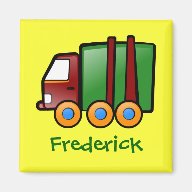 Personalised Name Cartoon Truck Magnet (Front)