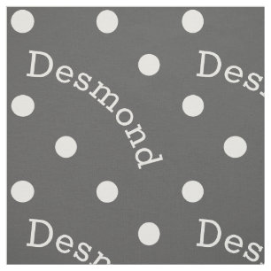 Personalised Name Charcoal Smoke Grey Polka Dot Fabric