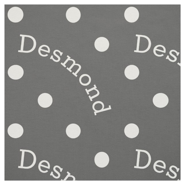 Personalised Name Charcoal Smoke Grey Polka Dot Fabric (Swatch)