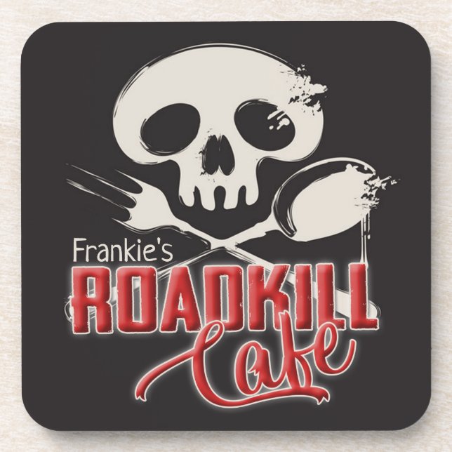Personalised NAME Cheeky Roadkill Cafe Diner Coaster (Front)