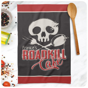 Personalised NAME Cheeky Roadkill Cafe Diner Tea Towel