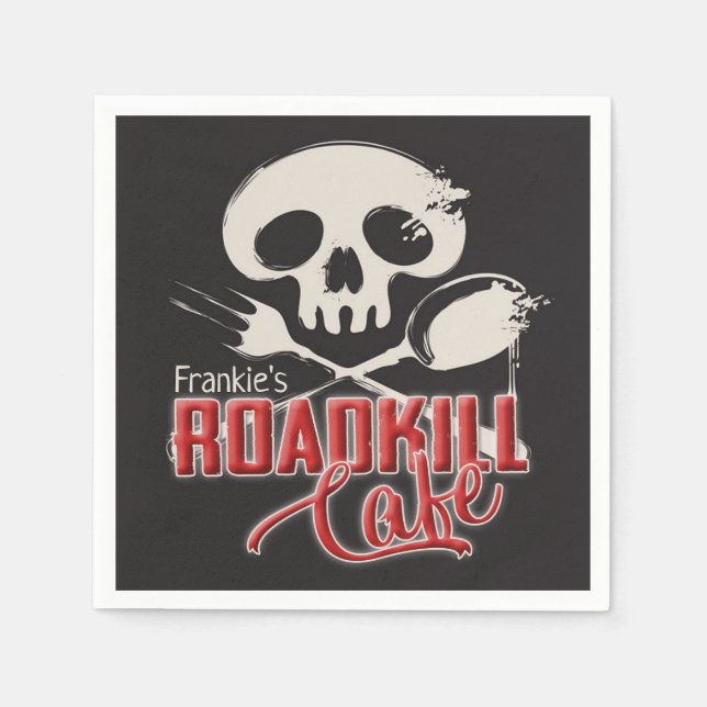 Personalised NAME Cheeky Roadkill Cafe Party Napkin (Front)