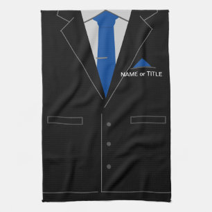 Personalised Name Chef Kitchen Towel Black Suit