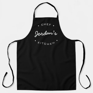 Personalised Name Chef's Kitchen Black white Apron
