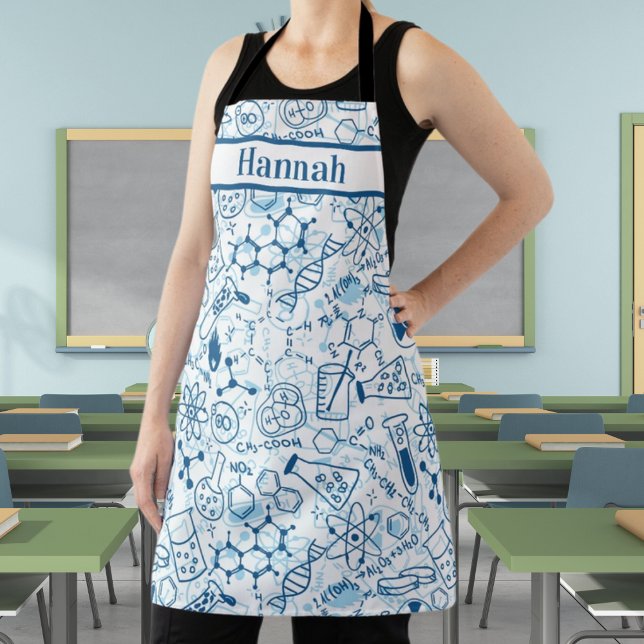 Personalised Name Chemistry Doodle Theme Apron (Creator Uploaded)