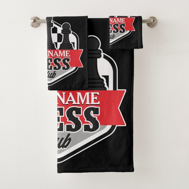 Personalised NAME Chess Player Club Checkmate  Bath Towel Set (Insitu)