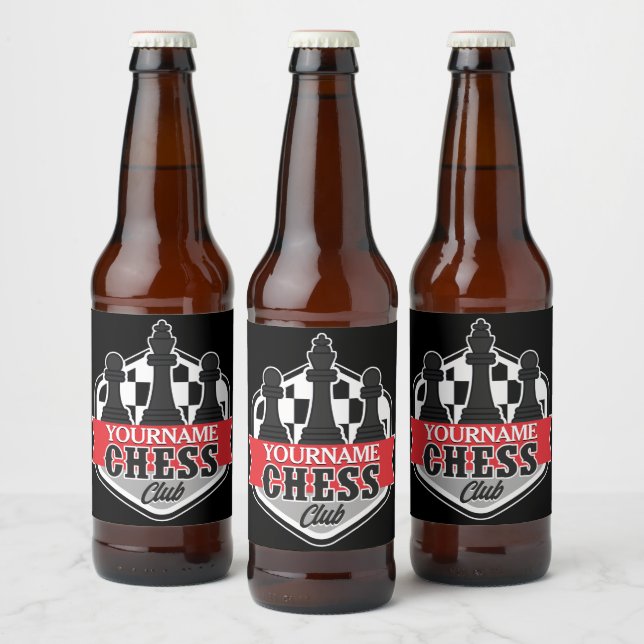 Personalised NAME Chess Player Club Checkmate   Beer Bottle Label (Bottles)