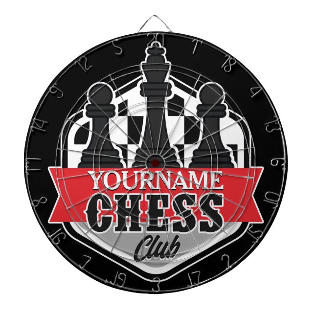 Personalised NAME Chess Player Club Checkmate Dartboard (Front)