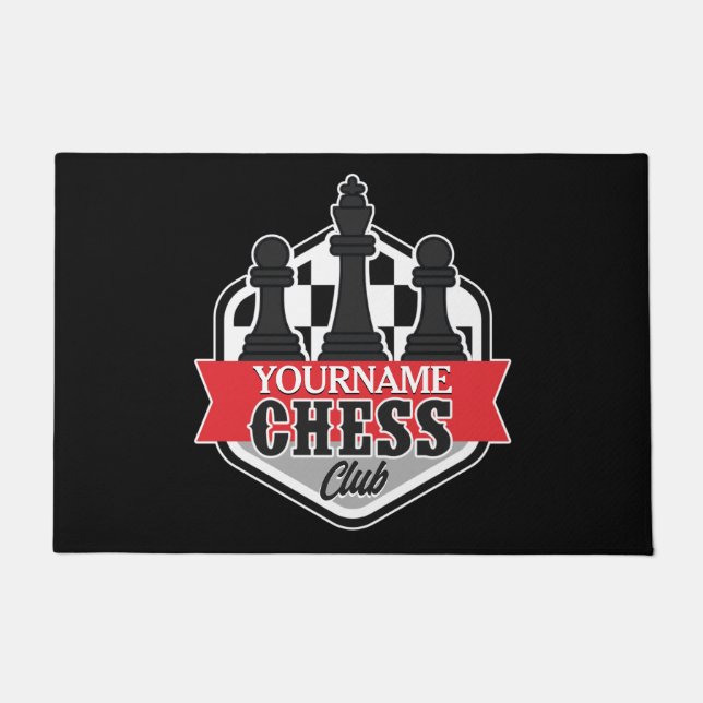 Personalised NAME Chess Player Club Checkmate  Doormat (Front)