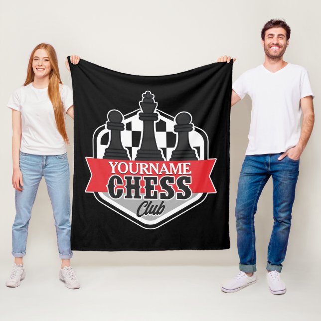 Personalised NAME Chess Player Club Checkmate Fleece Blanket (In Situ)