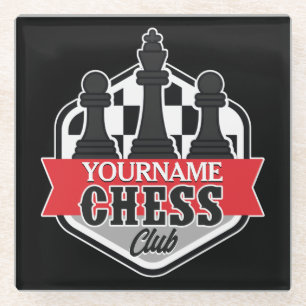 Personalised NAME Chess Player Club Checkmate Glass Coaster
