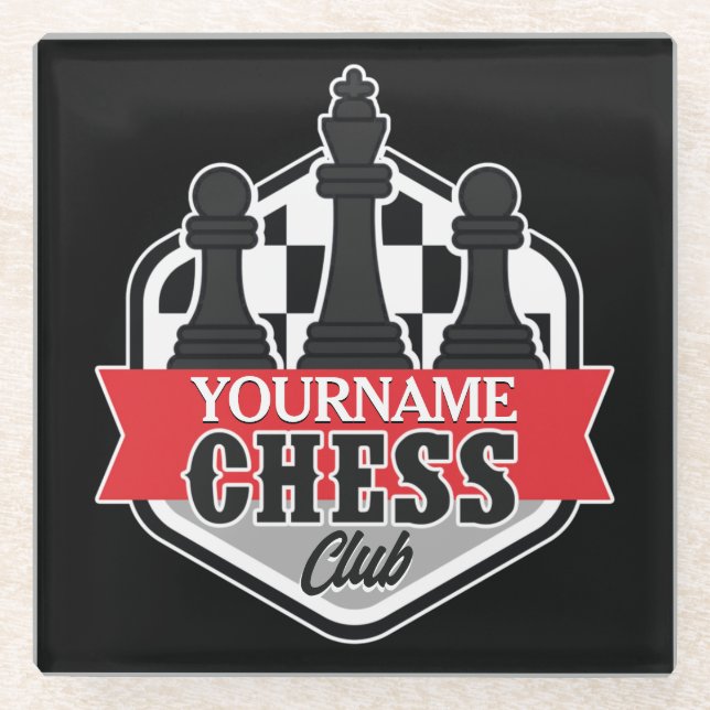 Personalised NAME Chess Player Club Checkmate   Glass Coaster (Front)