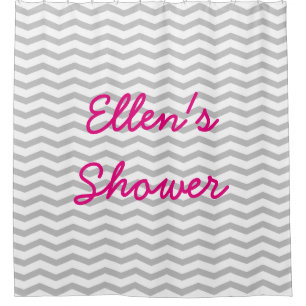 Personalised name chevron pattern shower curtains