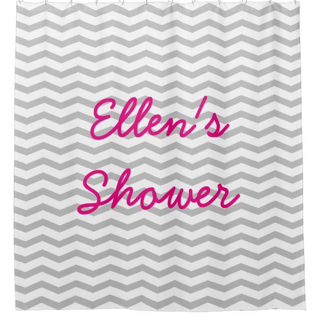 Personalised name chevron pattern shower curtains (Front)