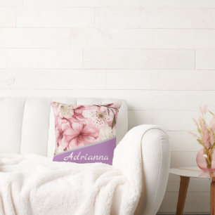 Personalised Name  Chic Cherry Blossom Pink Cushion