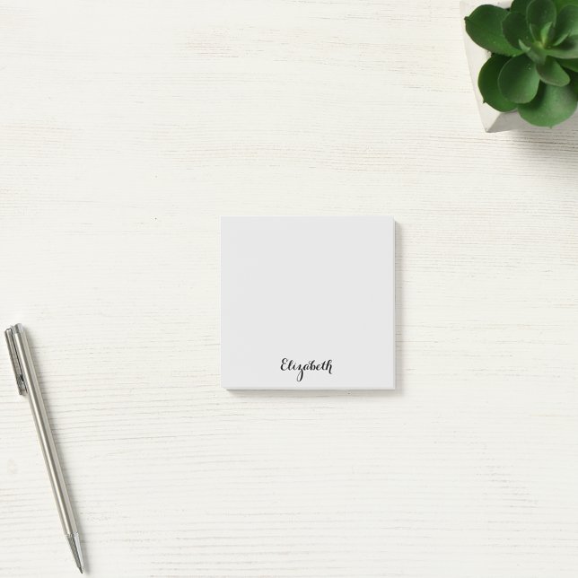 Personalised Name Chic Grey Home Office Business Post-it Notes (Personalized Name Chic Gray Home Office Business Post-it Notes)