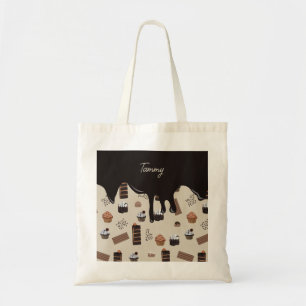 Personalised Name Chocolate Theme Pattern Tote Bag