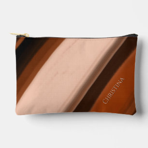 Personalised Name Chocolate Toffee Taupe Accessory Pouch