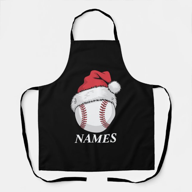 Personalised Name Christmas Baseball Santa Hat Apron (Front)