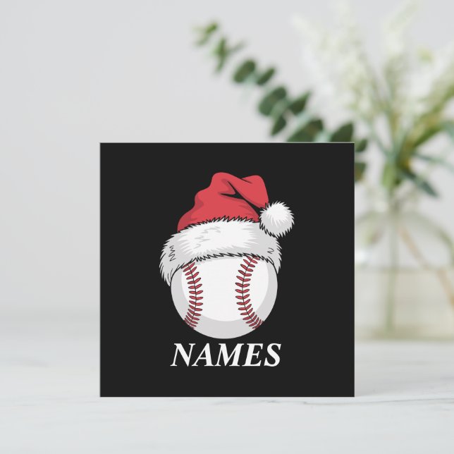 Personalised Name Christmas Baseball Santa Hat Invitation (Standing Front)