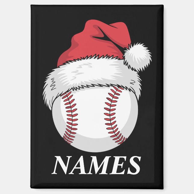 Personalised Name Christmas Baseball Santa Hat Magnet (Front)
