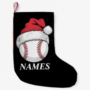 Personalised Name Christmas Baseball Santa Hat Small Christmas Stocking