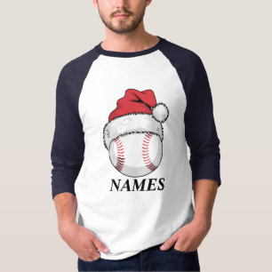 Personalised Name Christmas Baseball Santa Hat T-Shirt